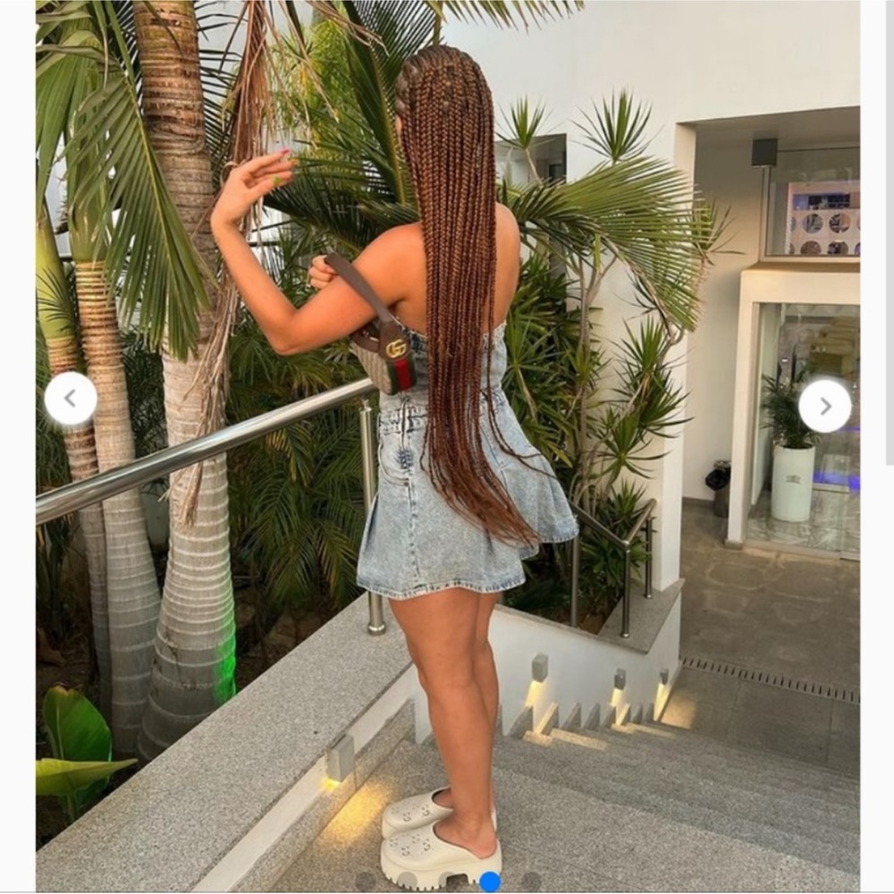 Zara PLEATED TRF STRAPLESS DENIM MINI DRESS Size Small NWT - Picture 7 of 11